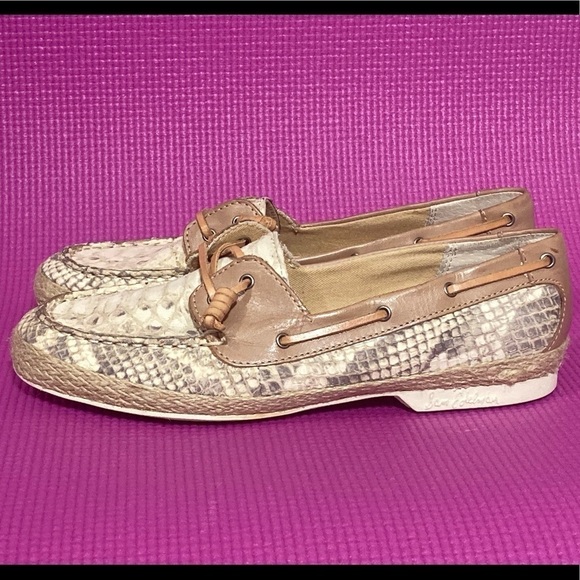 Sam Edelman NWOT Women's Snake-print Leather Boat Shoes - Size 6.5M - Picture 3 of 10
